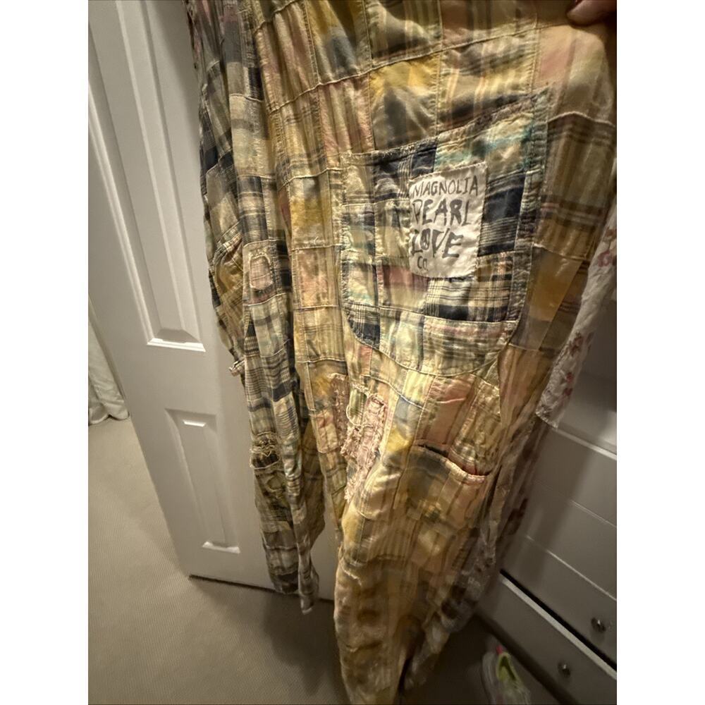 Magnolia Pearl Madras Patchwork Tropical Plaid Overalls One size NWT - Picture 10 of 12
